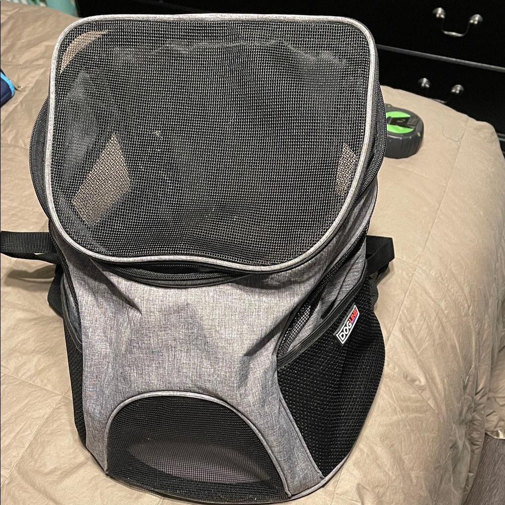 Gray and Black Pet Carrier Backpack